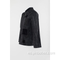 Abrigo casual parcheado negro claro en arruga chaqueta